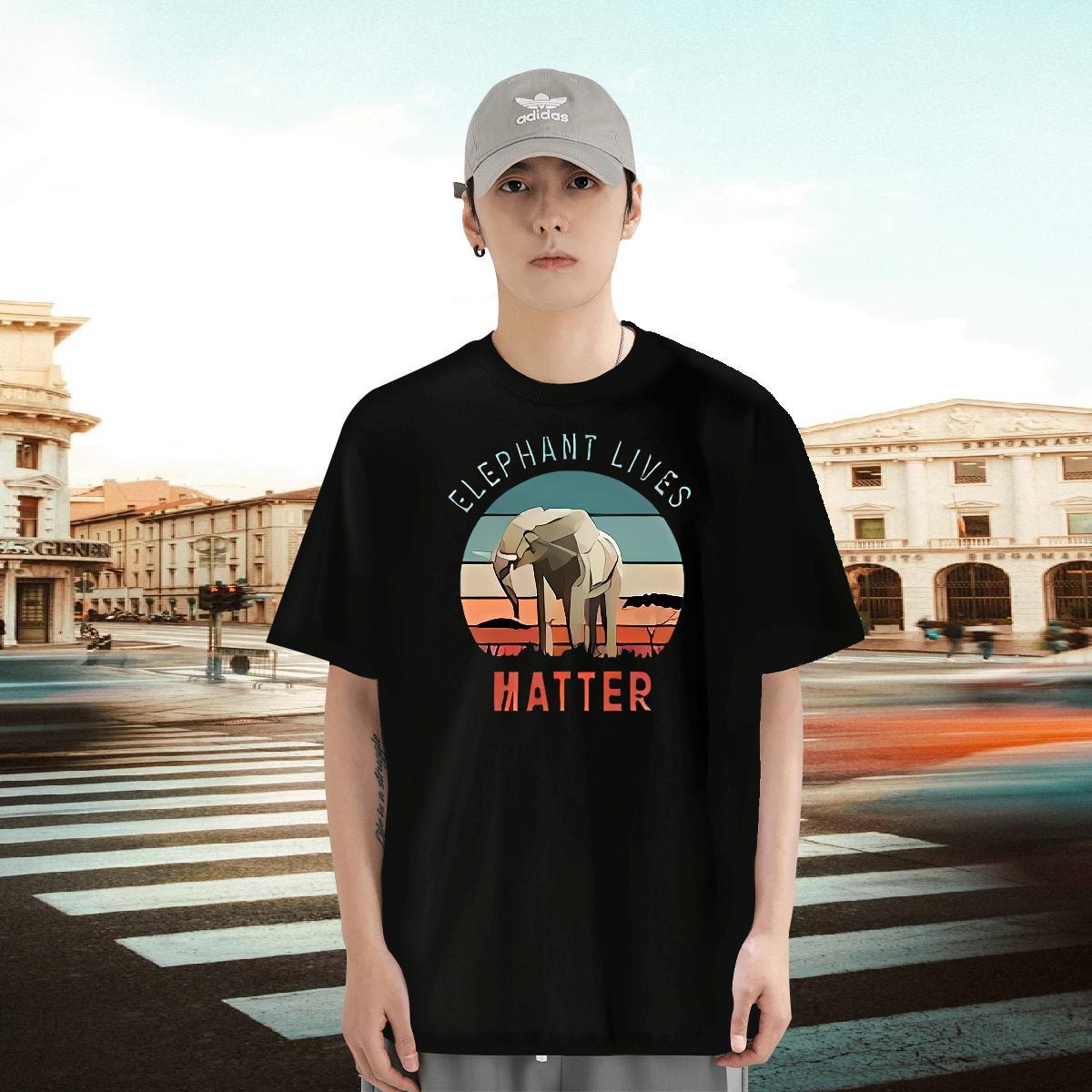 TOP Quality Mens Tshirts 230g Pure Cotton Summer Casual Elephant Cartoon Printing L-4XL Crew Neck Wholesale T-Shirts for Men Tees Shirts