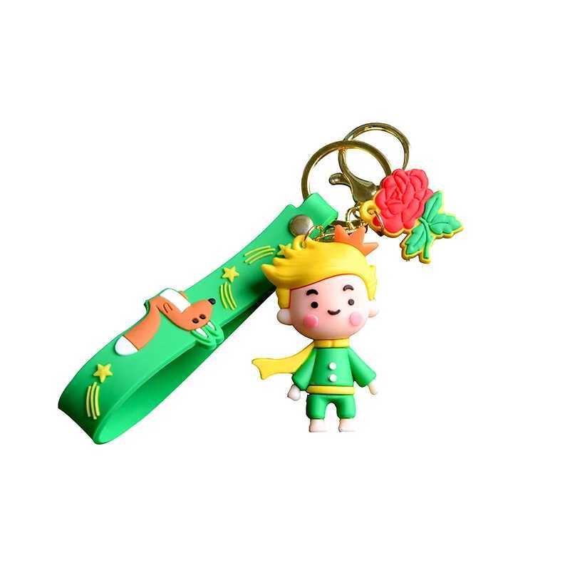Cartoon The Little Prince 3D Figure Keychain Animal Fox Lanyard Key Rings PVC Trinket Props Bag Doll Key Buckles AccessoriesL240729