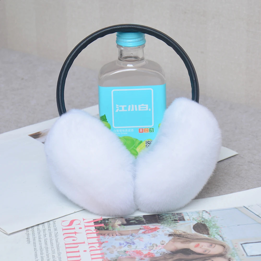 Rex Rabbit Fur Hang Ear Cover Warm Winter Earmuffs Headwear Ear Muffs Fur Earmuffs Cold Ear Warmer Fold Ear Protection Headband 240724