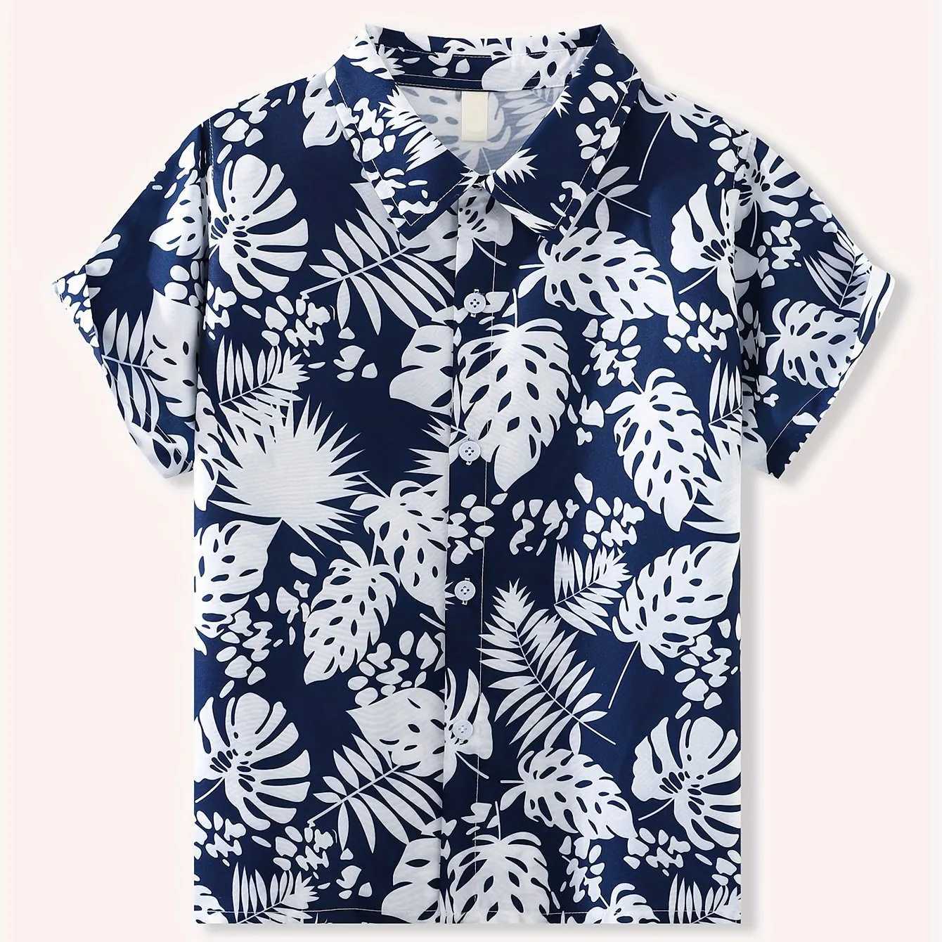 Cartoon pattern printing boys creative floral shirt casual short sleeved lapel shirt boys clothing childrens summer outdoorW240729