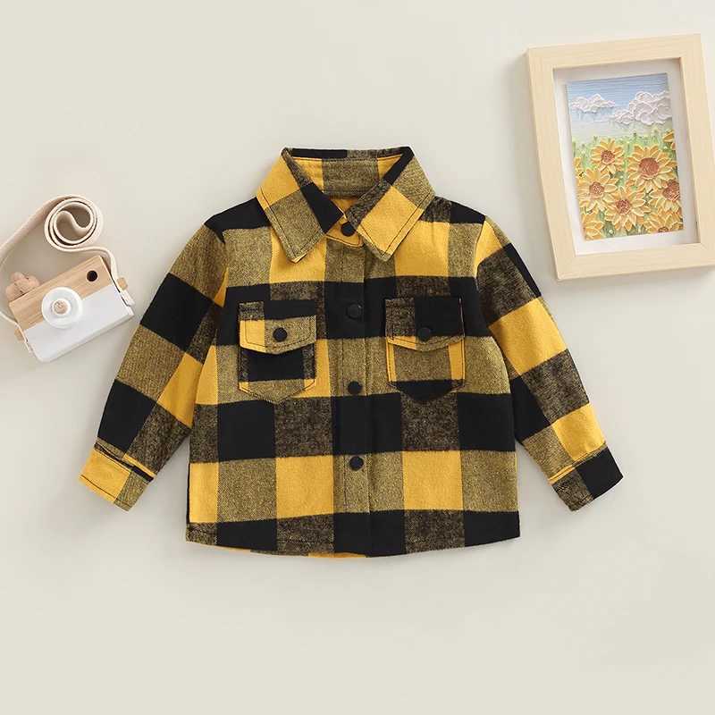 Childrens boys babys long sleeved hooded sweatshirt button up plain flannel shirt T-shirt childrens clothingW240729