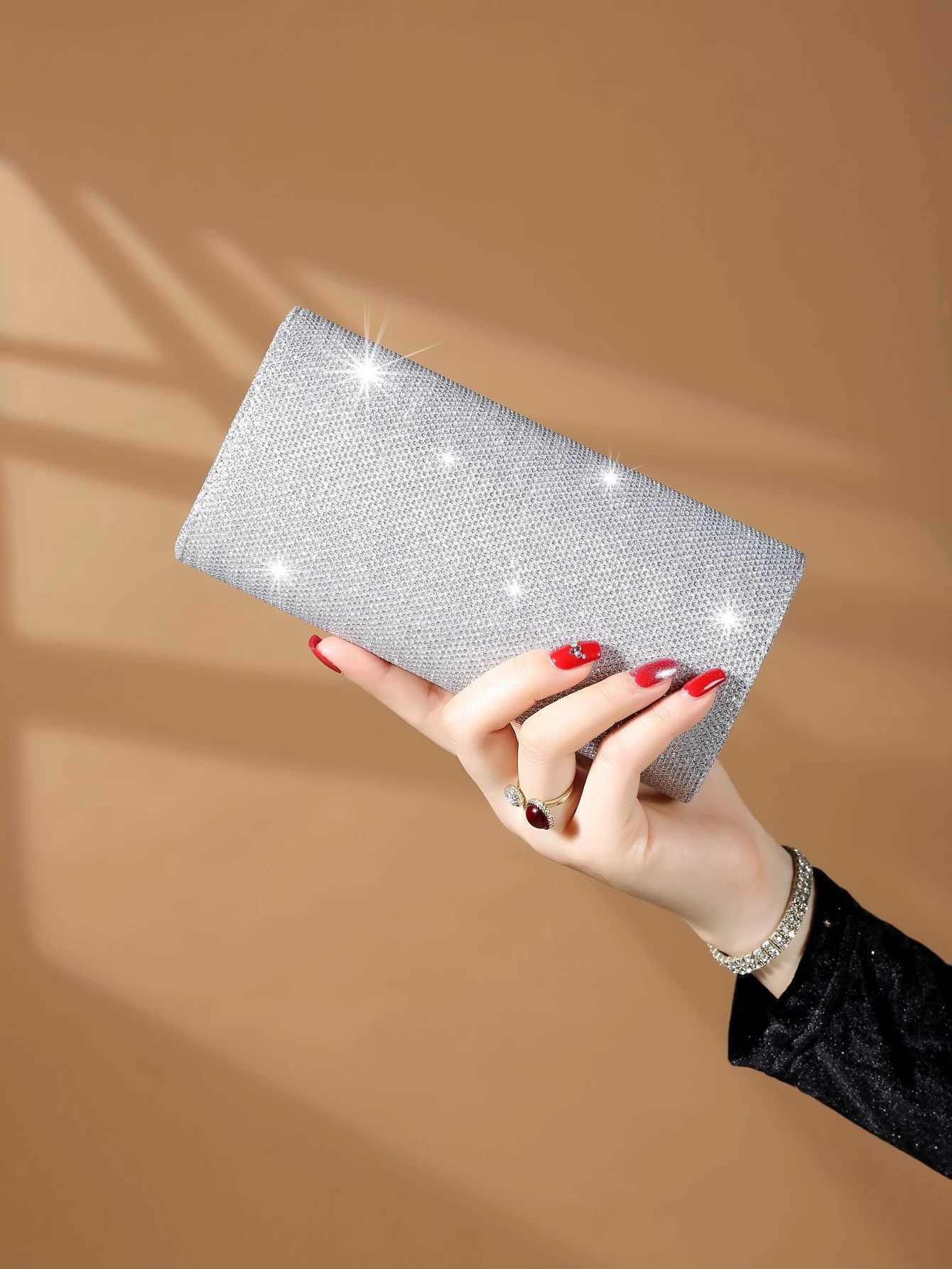 Glamorous Elegant Exquisite Quiet Luxury Sequin Stylish Luxury Shiny Mini Glitter Flap Square Bag Evening BagXJ240729