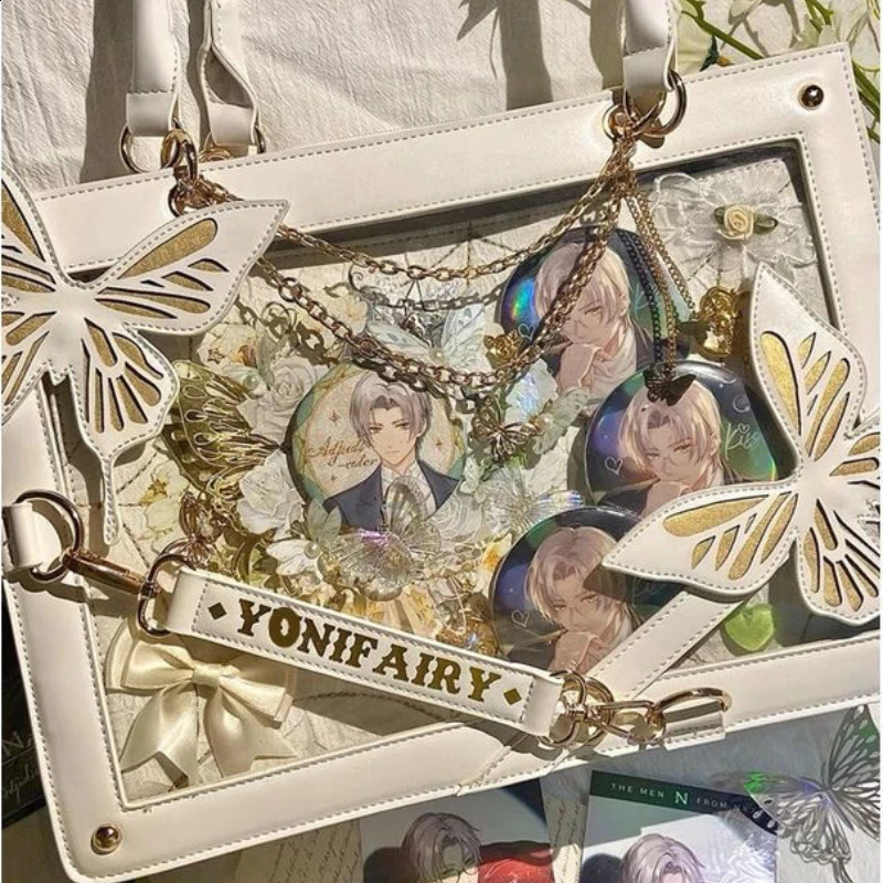 Y2K Labyrinth Butterfly Spider Web Letter Chain Handbags DIY Transparent Ita Bag Lolita Gothic Tote Vintage Fashion Shoulder 240729