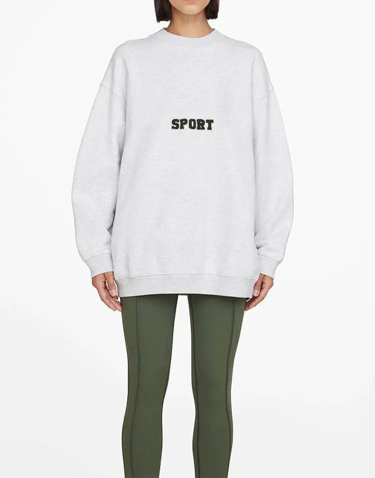 Women's Hoodies & Sweatshirts Hand Embroidery Loose O-Neck Sweatshirt Letters Cotton Red Long Sleeve Casual Female Simple Pullovers