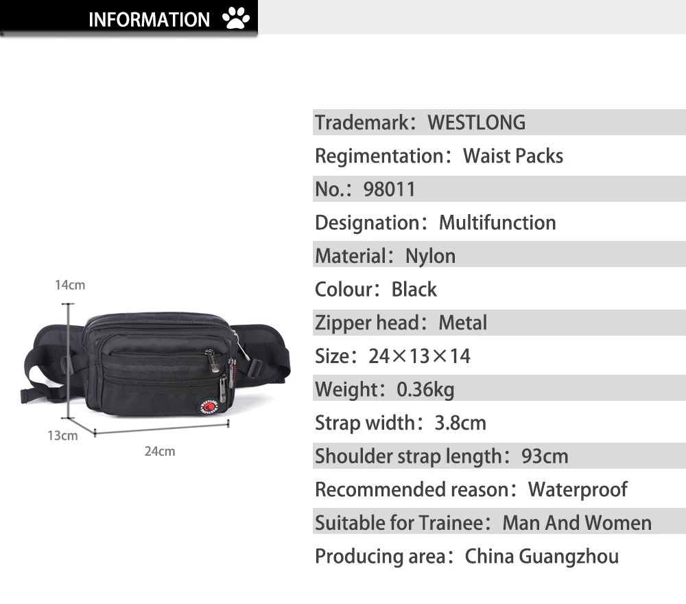 Fashion Waist Pack Casual Functional Men Waterproof Fanny Women Belt Bum Male Phone Wallet Pouch Bags Unisex 3935 240729