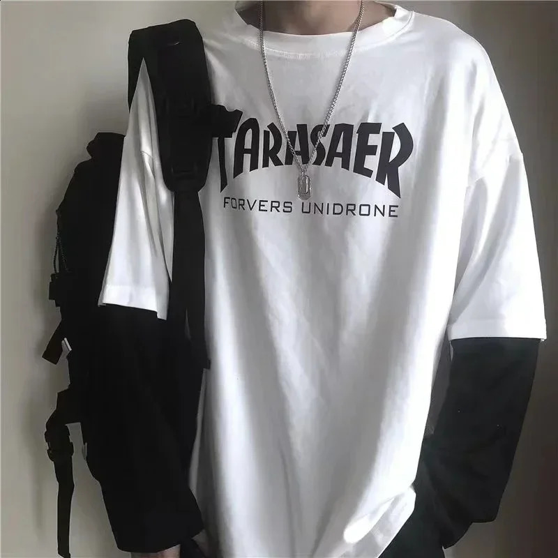 T-shirt for men Autumn Mens clothing Anime t-shirts Mens long sleeve t-shirts Loose Daily Print Oversized t shirt Gym Y2k tops 240812