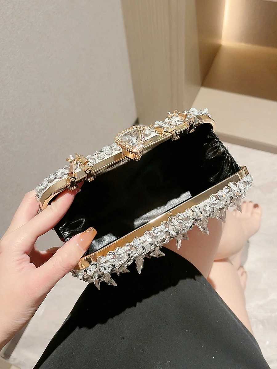 Beaded Sequins Evening Bag Elegant Box Clutch Purse Womens Wedding Handbags For Party PromXJ240729