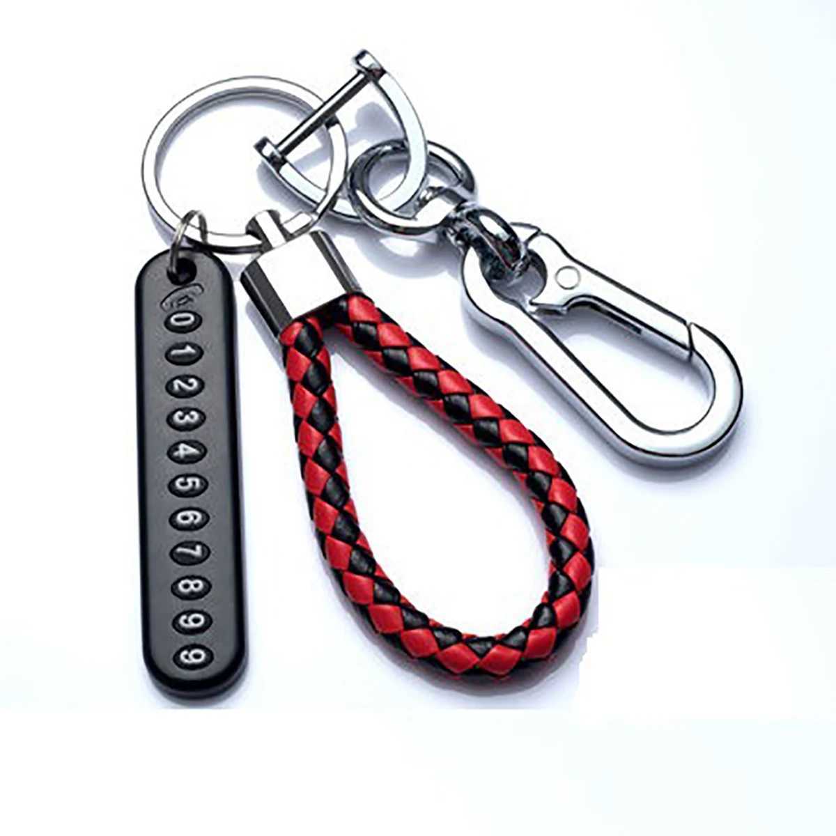 Trendy DIY Mobile Phone Number Plate Pendant Keychain for Men Punk Simple Woven Leather Rope Anti-lost Car Key Chain AccessoriesL240729