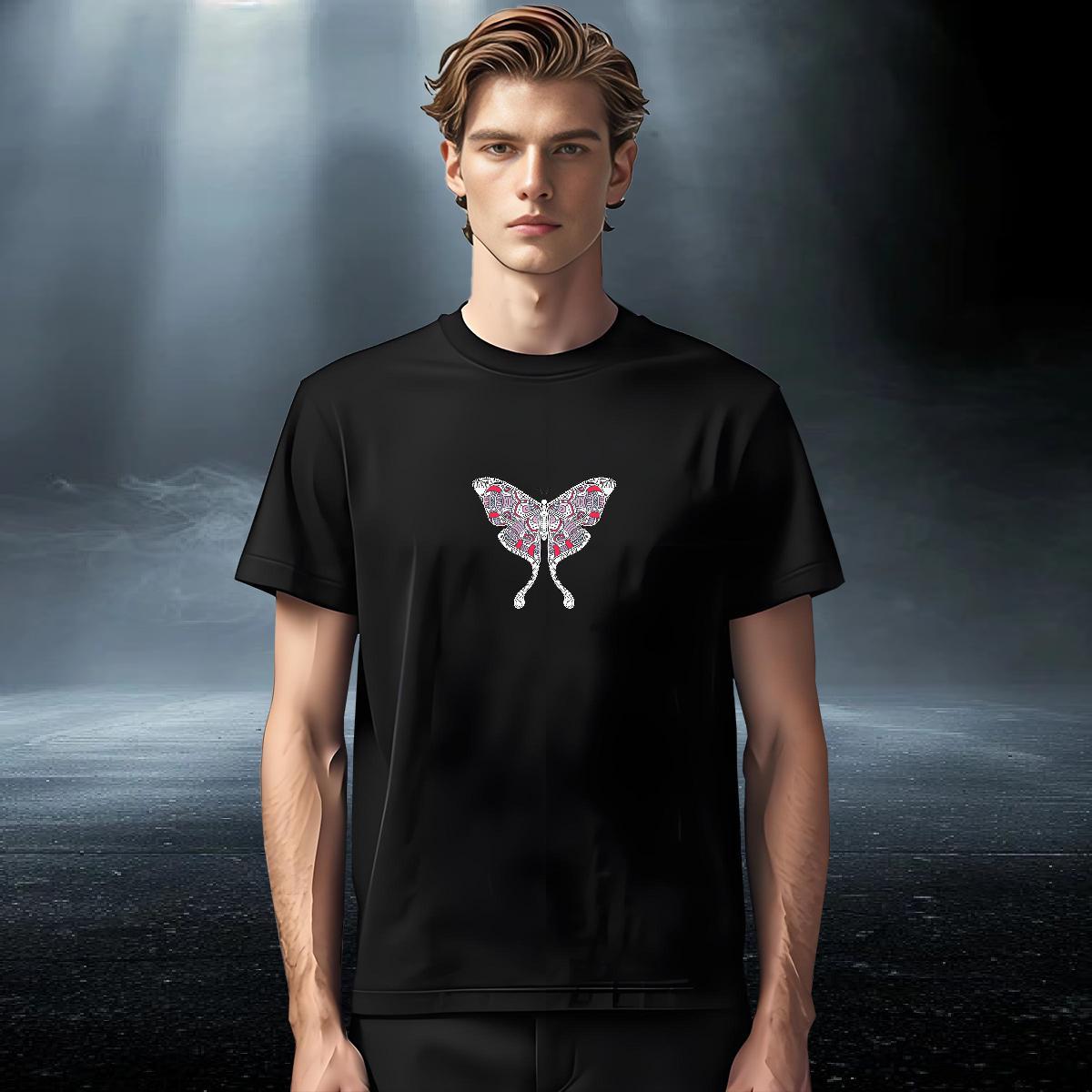 Comfortable Mens Tshirts 230g 100% Cotton Street wear Hip Hop Butterfly Custom Cartoon O-Neck Short Sleeve Fashion Design Men T Shirts Clothings
