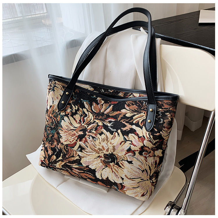 Large Capacity Women's 2023 New Vintage Canvas Tote Handbag Single Shoulder Underarm Bag H729#15 ddmy be64