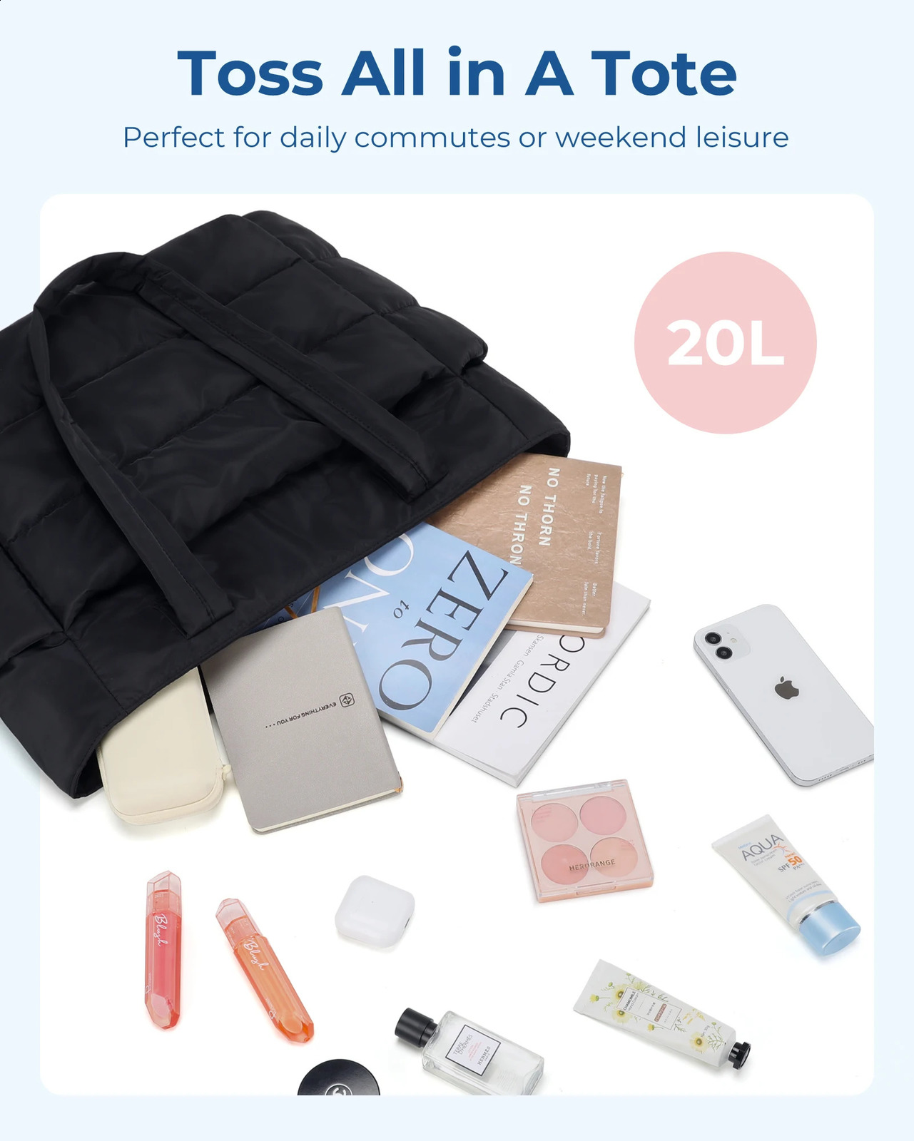 BAGSMART Womens Tote Bag Leisur Fashion Commuting Shoulder Simple Mommy Go Out Large Capacity Travel Fitness Handbag 240729