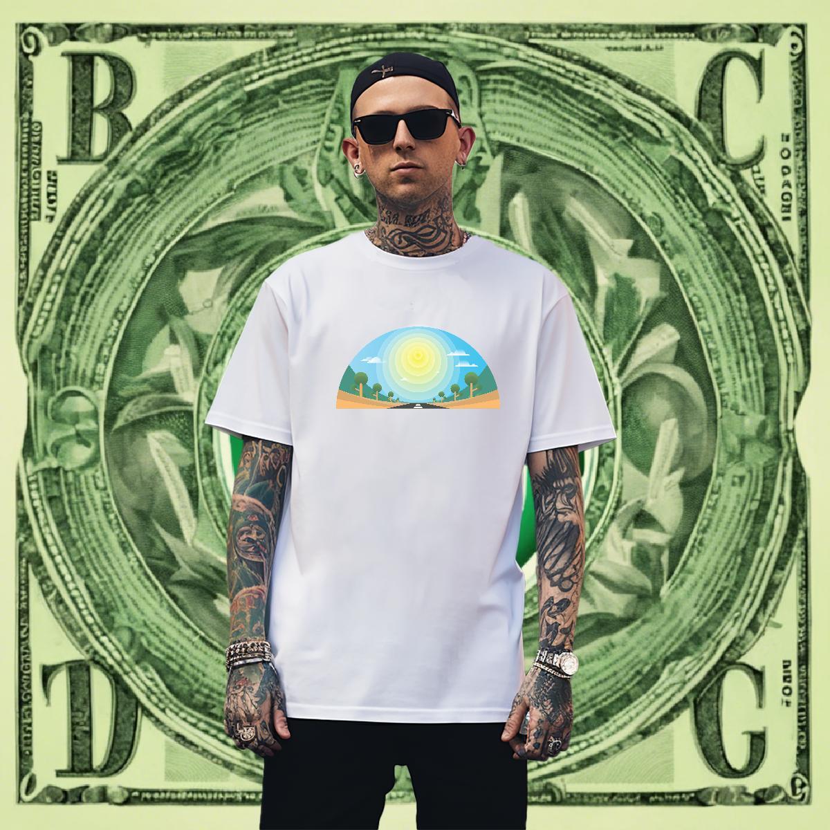 Soft Tshirts 230g Cotton Summer Casual sky DIY Breathable Short Sleeve Brand T Shirts Men Tops