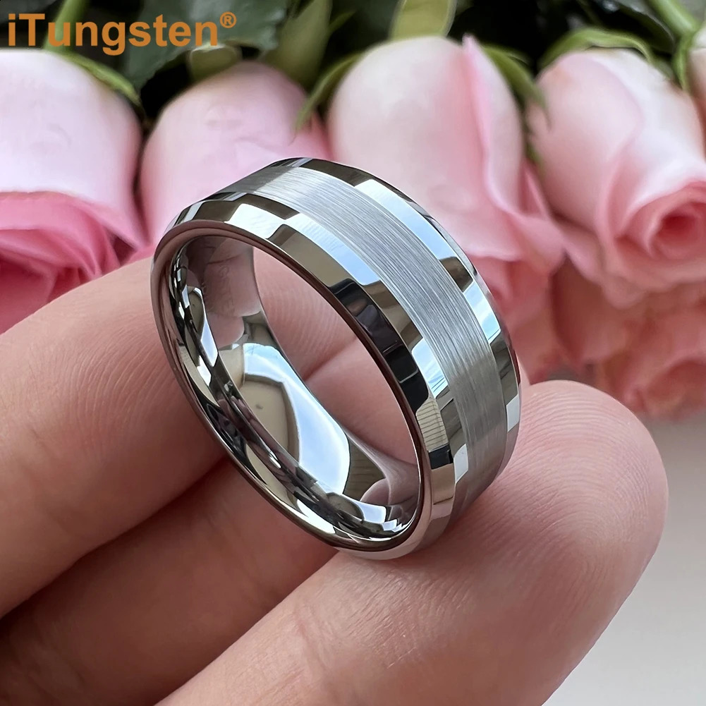 ITungsten 6mm 8mm engagement and wedding ring goldplated tungsten finger mens couple fashion jewelry comfortable fit 240723