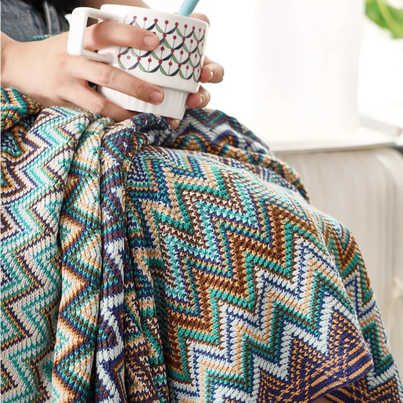 Bohemian Couch Blanket Large Knitted Tassel Throw for Bed Chair Sofa Couch Cover All-Season Blankets Home Decor Soft Comfortable 240729