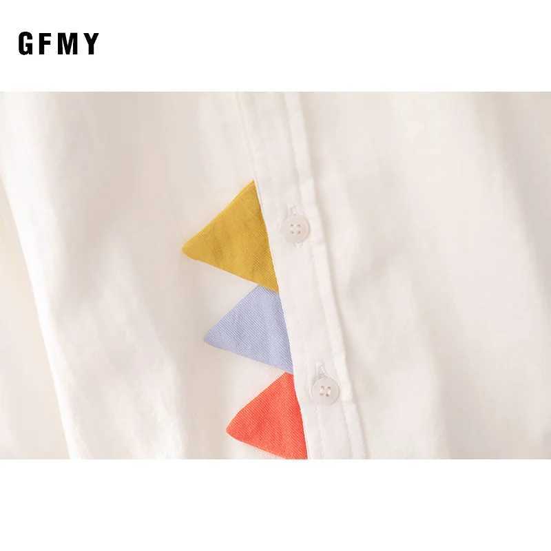 GFMY Boys Shirt 2021 Autumn New Cotton Long Sleeve Casual Shirt Baby Boys Cartoon Dinosaur Embroidery Shirt Childrens ClothingW240729
