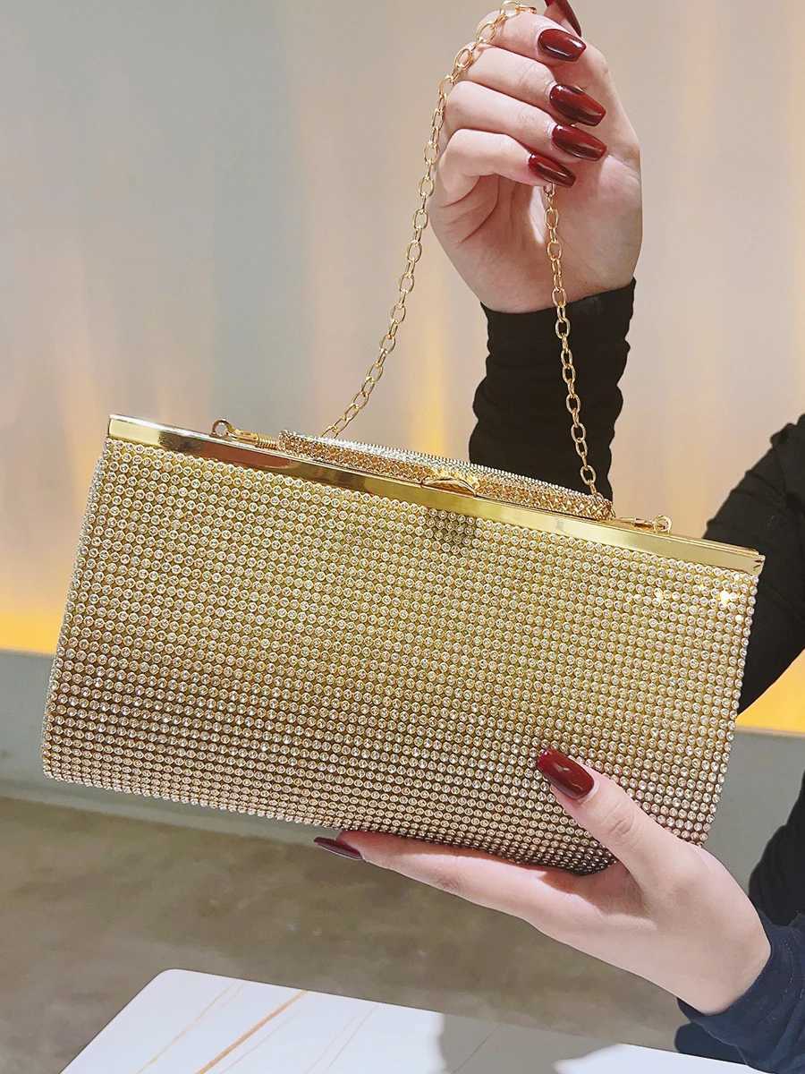 Glitter Rhinestone Clutch For Women Crystal Purse Crossbody For Bridesmaid Wedding Party Handbag Luxury Silver Evening BagXJ240729