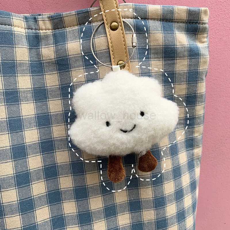 Cute Plush White Cloud Pendant Keychain Girl Bag Accessories Kawaii Pendant Doll Couple Key RingL240729