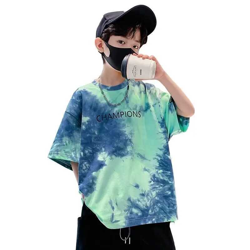 T-shirts Summer Kids Clothes Fashion Streetwear Boys Girls Personality T Shirt Tie Dye Tops Children Short Sleeve Childrens ClothingL24729