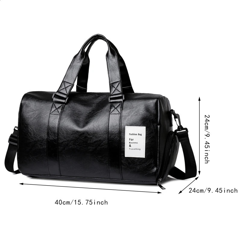 Fitness bag leather sports bag mens dry and wet bag womens training shoes fitness yoga travel storage bag shoulder exercise bag 240904