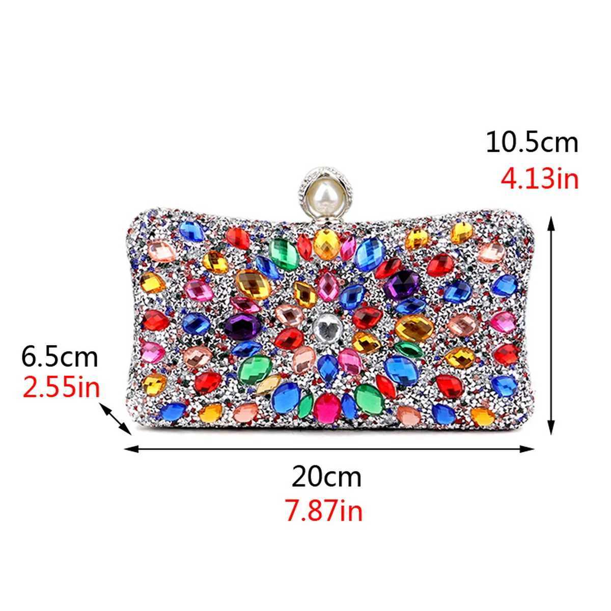 Full Diamonds Evening Bags Acrylic Flower Rhinestones Clutch Bags Metal Pearl Luxury Prom Wedding Dinner HandbagsXJ240729
