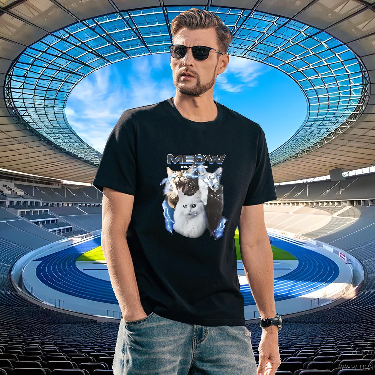 TOP Quality Men Tops Tees 230g Pure Cotton Casual Beach cat Black White Crew Neck Breathable Designer Fashion T Shirts Men Polos