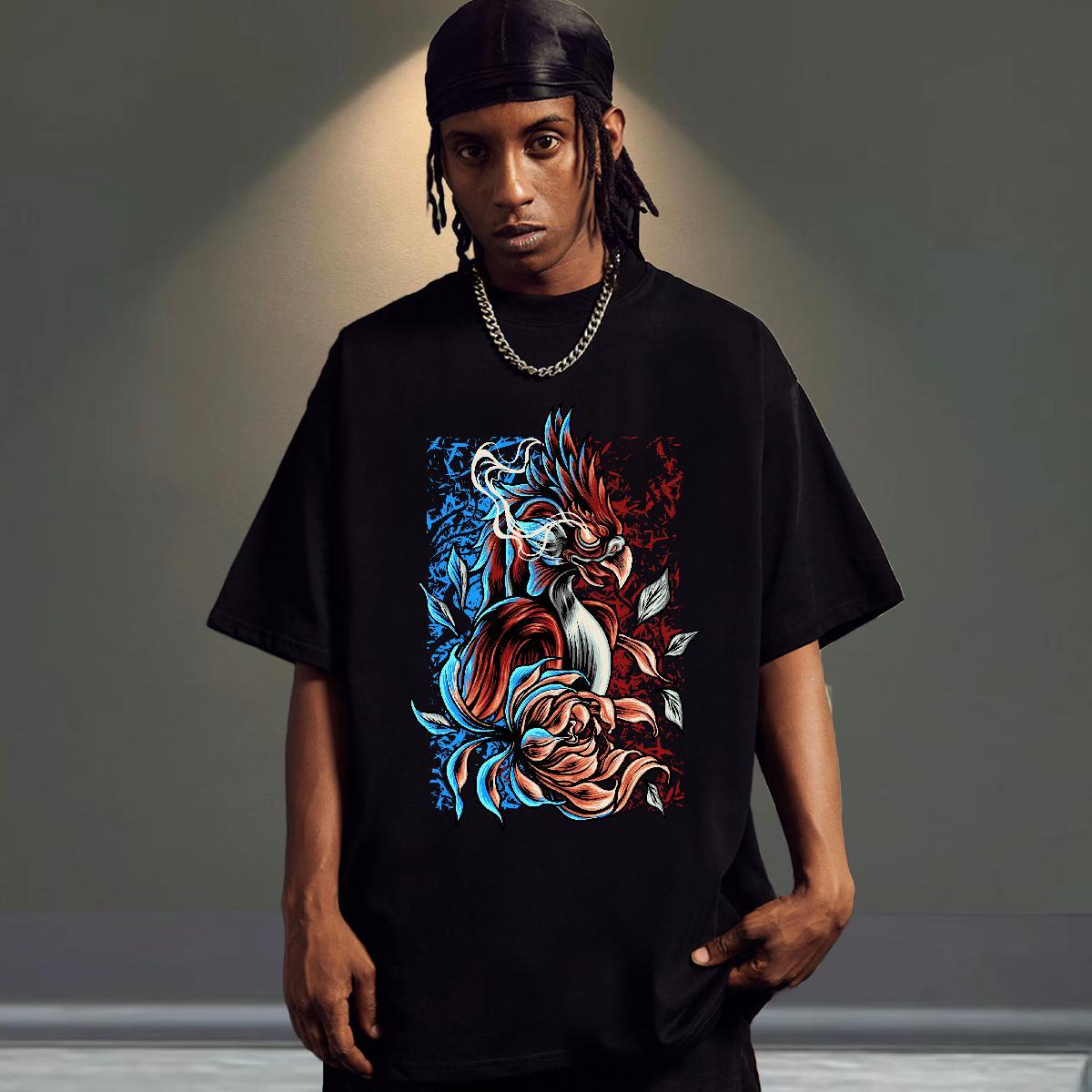 Brand Couples T Shirts 230g Pure Cotton Hip Hop eagle DIY Anime O Neck Short Sleeves Fashion T-Shirts for Men Top Tees