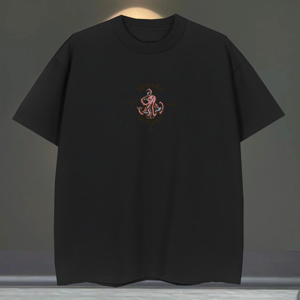 Comfortable Men Tops Tees 230g 100% Cotton Casual Daily Wear octopus Custom Cartoon Breathable 2024 DIY Man T Shirts Clothes