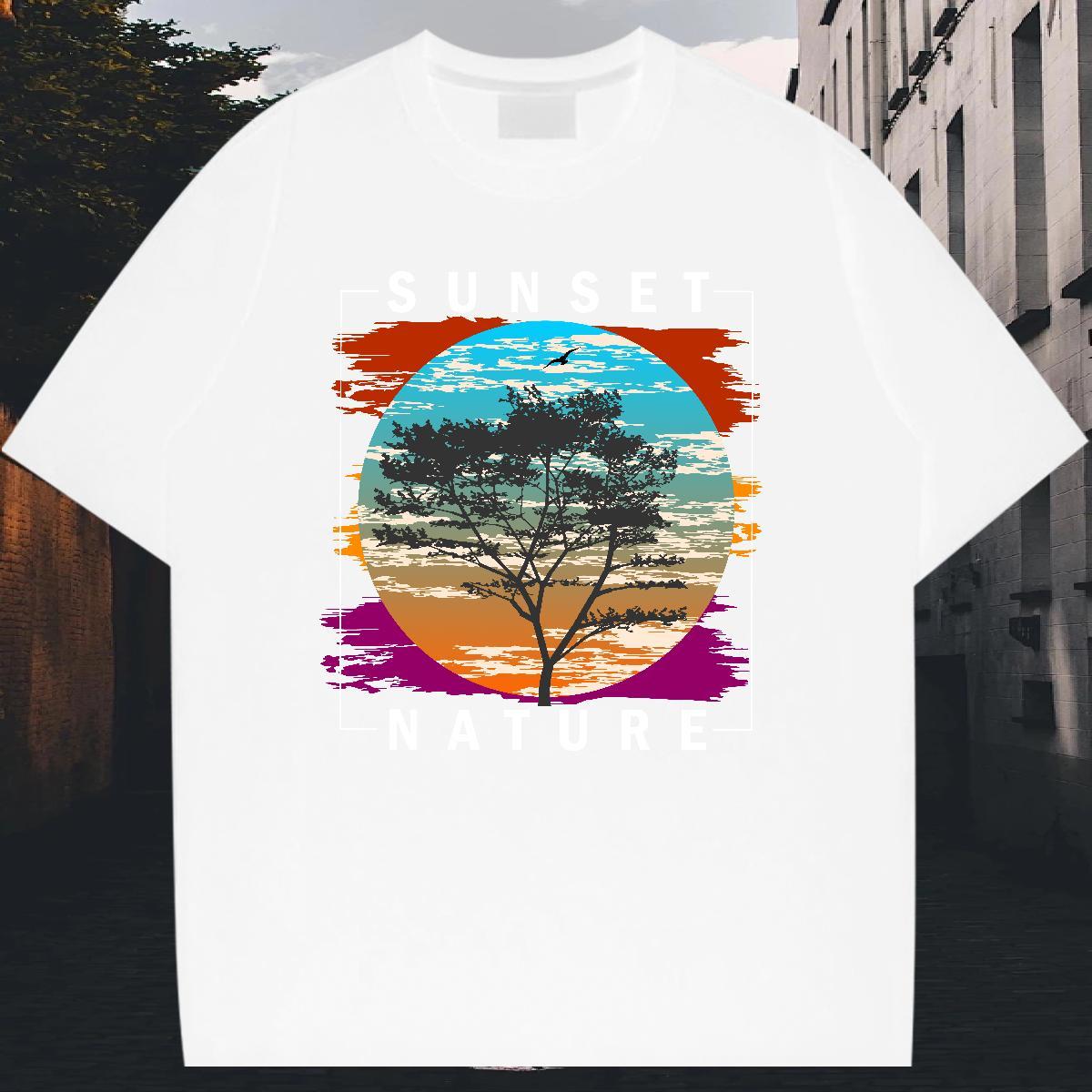 Brand Tshirts 100% Cotton 230g Street Wear tree Oversized 4XL O Neck Short Sleeves Free Shipping Men T Shirts Top Tees