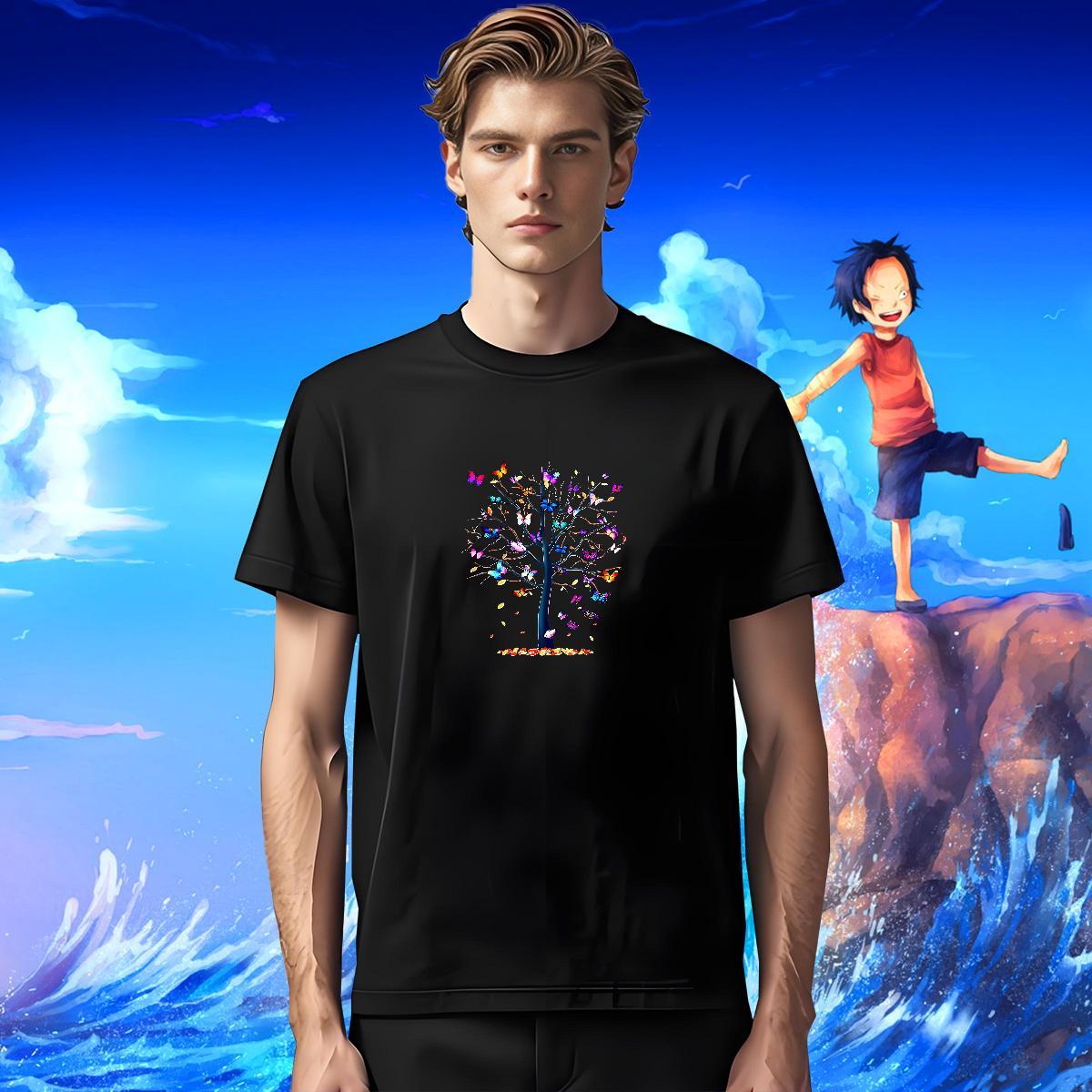 Designer Men Clothes T-Shirt 100% Cotton 230g Casual Butterfly Black White O Neck Short Sleeves 2024 New T-Shirts for Men Tops Tees