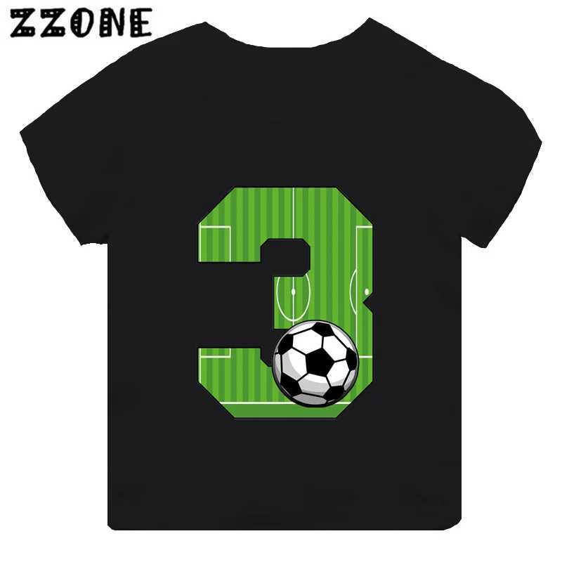 T-shirts Football Number Bow Print Funny Boys Clothes 1 2 3 4 5 6 7 8 9 Years Birthday Soccer Cartoon Kids T shirt Baby Girls T-ShirtsL24729