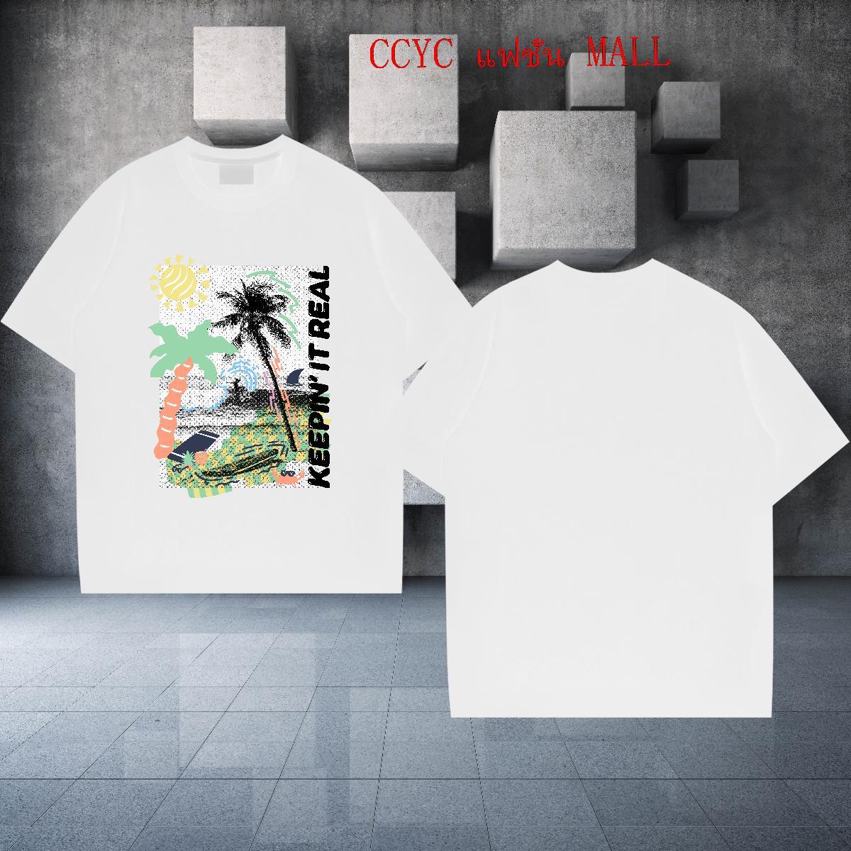 Loose Tshirts 100% Cotton 230g Street wear Hip Hop beach Cartoon Printing L-4XL Short Sleeve O-Neck Classic Casual Mens T Shirts Wear