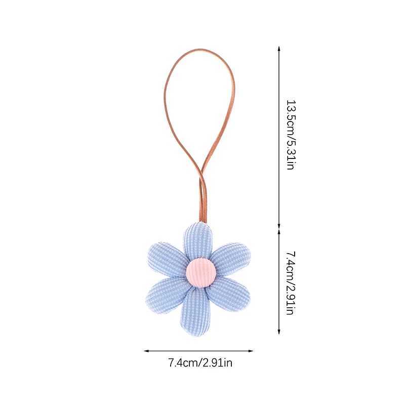 3D Color Six-petal Flower Name Sticker Pendant Fabric Flower Doll Anti-lost Lanyard Luggage Tag Charm Keychain Bag Decor ToysL240729