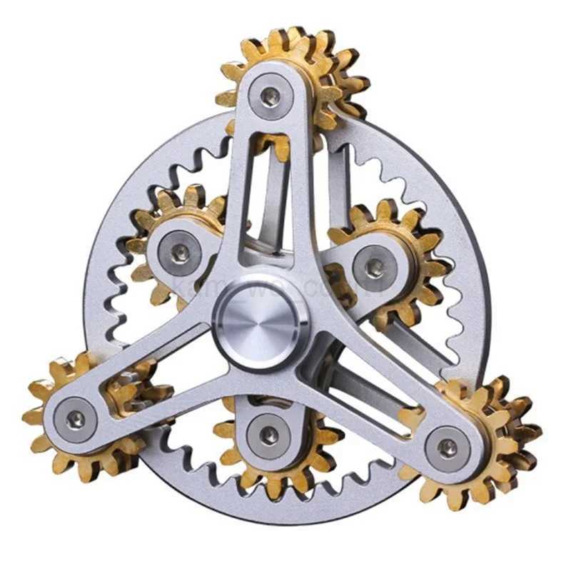 New Gear Linkage Metal Fidget Spinner Copper EDC Hand Spinner Anti Stress Finger Game Fingertip Gyro Toys for Adult GiftsM240729