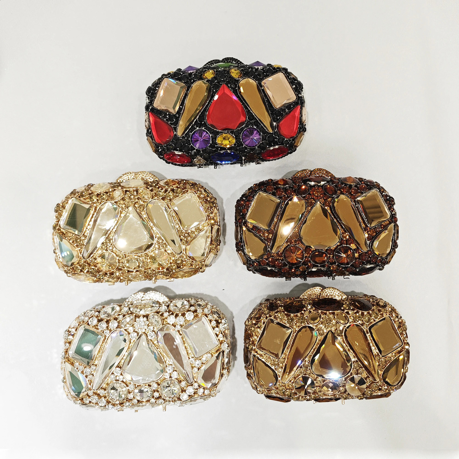 Red/Gold Rhie Wedding Purse Stone Bridal Prom Handbags Women Dia Evening Clutches Big Stones Purses Minaudiere 240729 2871 4
