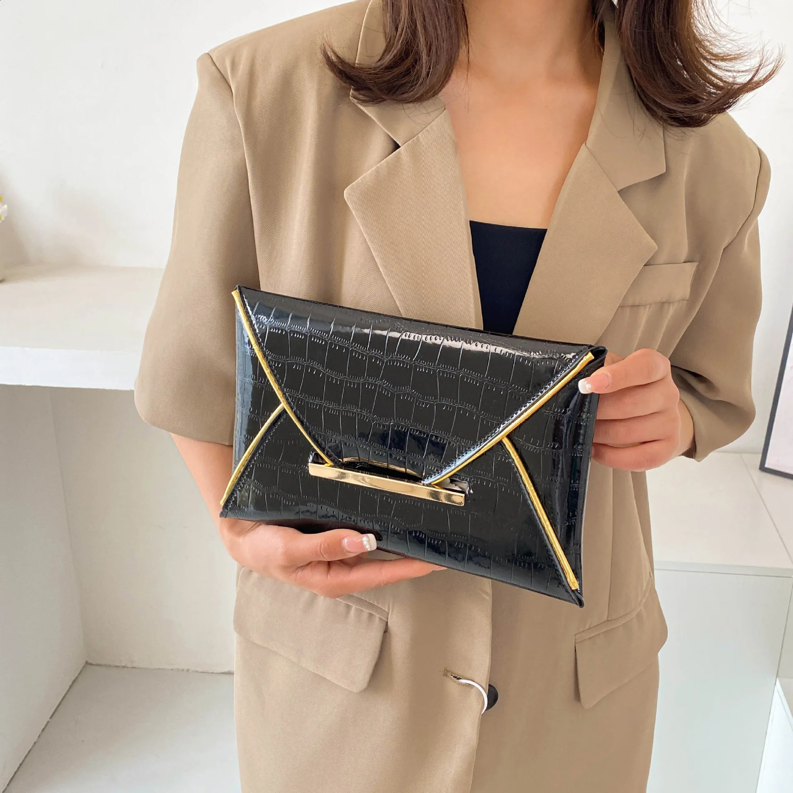 Fashion Stone Pattern Women Handbags PU Leather Ladies Envelope Bag Clutches Evening Bag Trend Female Day Clutch Purse Wallet 240729
