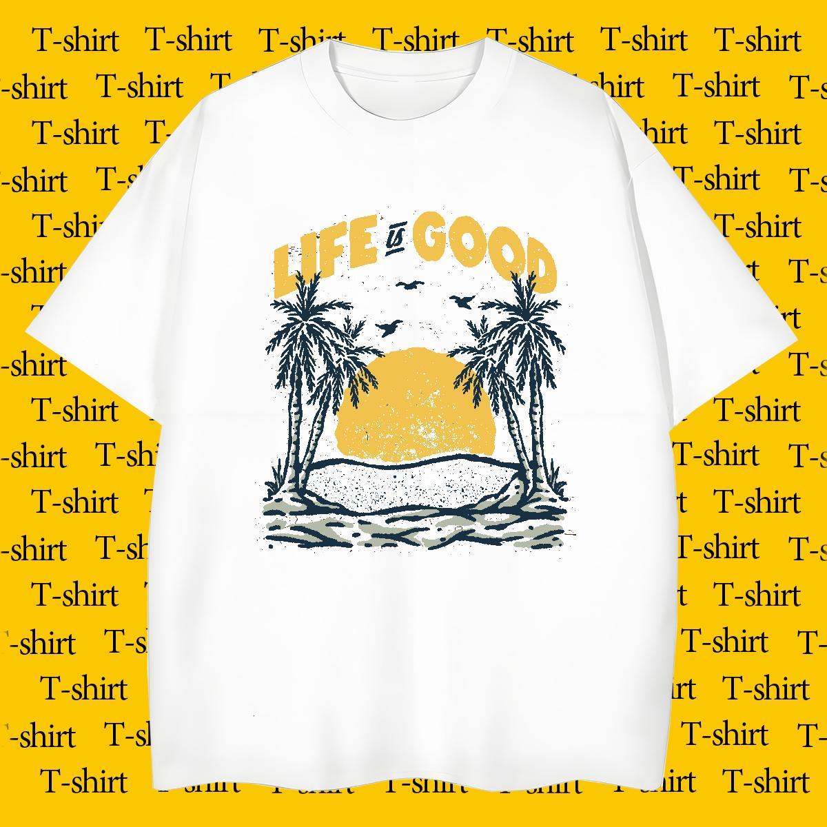Cool Design Men Tshirts 230g Pure Cotton Daily Outfit sun Cartoon Printing L-4XL Crew Neck Breathable 2024 New T Shirts Men Top Tees