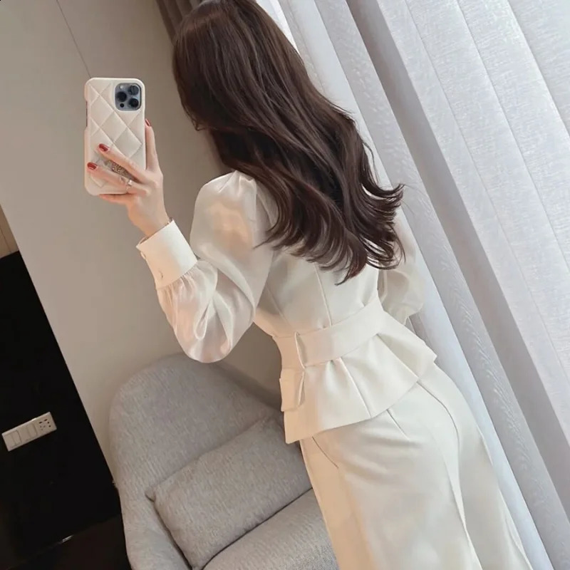 Womens 2piece white set womens wide leg party mens jacket and Co Ord classic clothing 240812