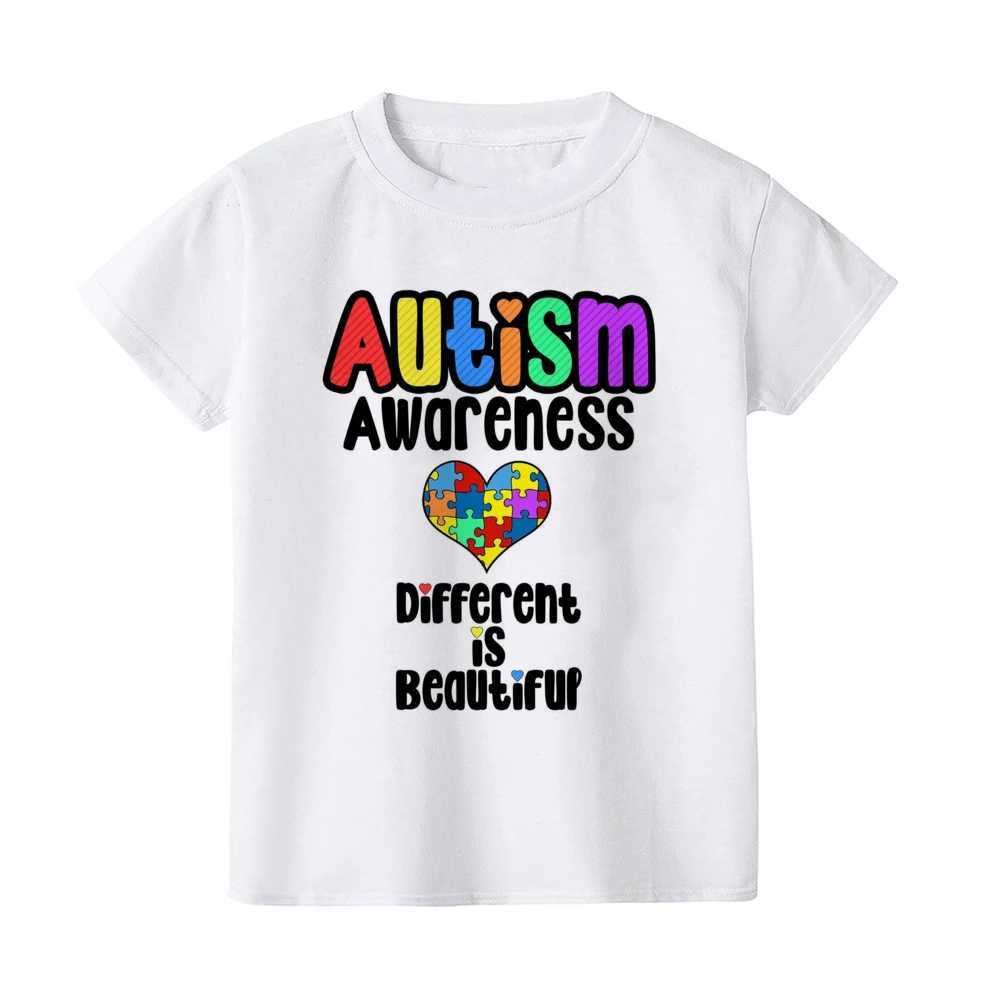 T-shirts Autism Awareness Kids Tshirt Toddler T-shirt Boy Girl Clothes Autism Heart Chilld Shirt Care for Autistic Patients Children TeeL24729