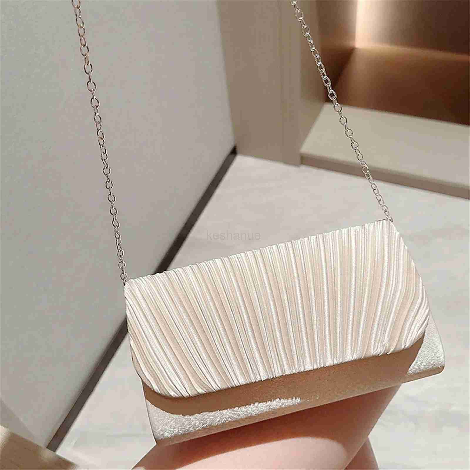 Texture Noble Wrinkle Evening Clutch Bag Chain Shoulder Crossbody Bag Wedding Party Banquet Handbag Elegant Luxury Fashion PurseXJ240729