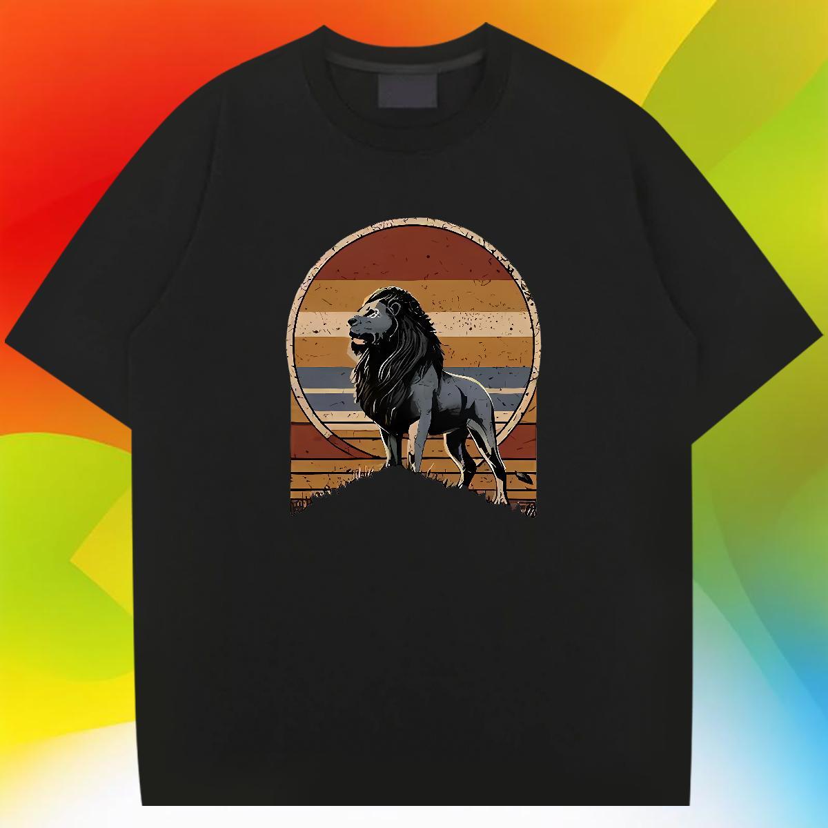 Cool Tshirts 230g Pure Cotton Beach lion Oversized 3XL 4XL Short Sleeve Soft Custom Man T Shirts Clothings