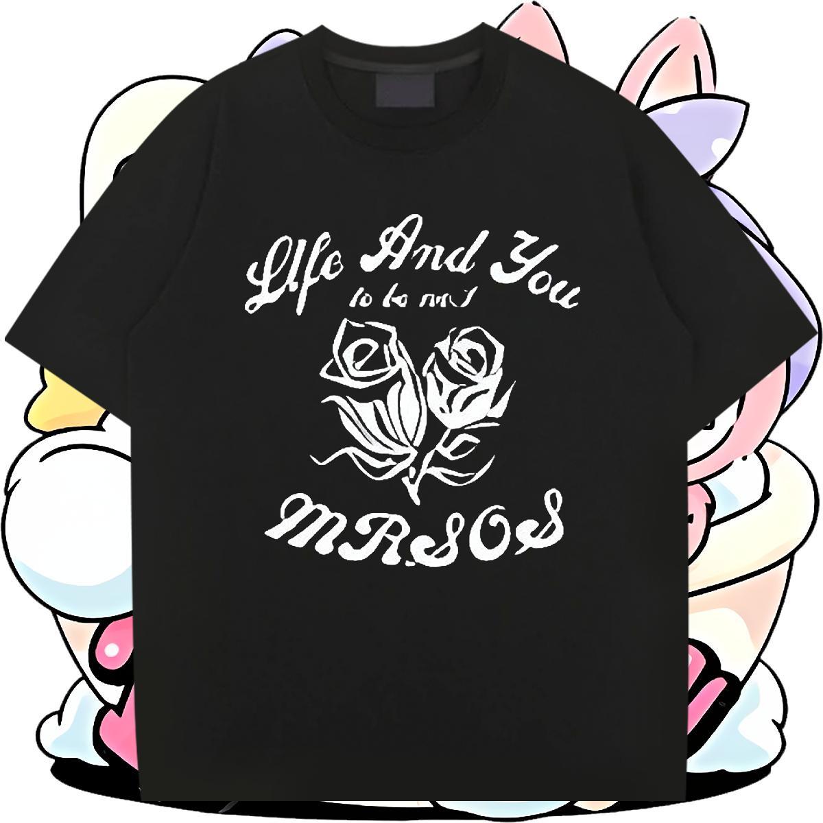 Unisex Men Clothes T-Shirt 230g 100% Cotton Street Casual flower Custom Cartoon Breathable Crew Neck 2024 Summer T shirt Wear