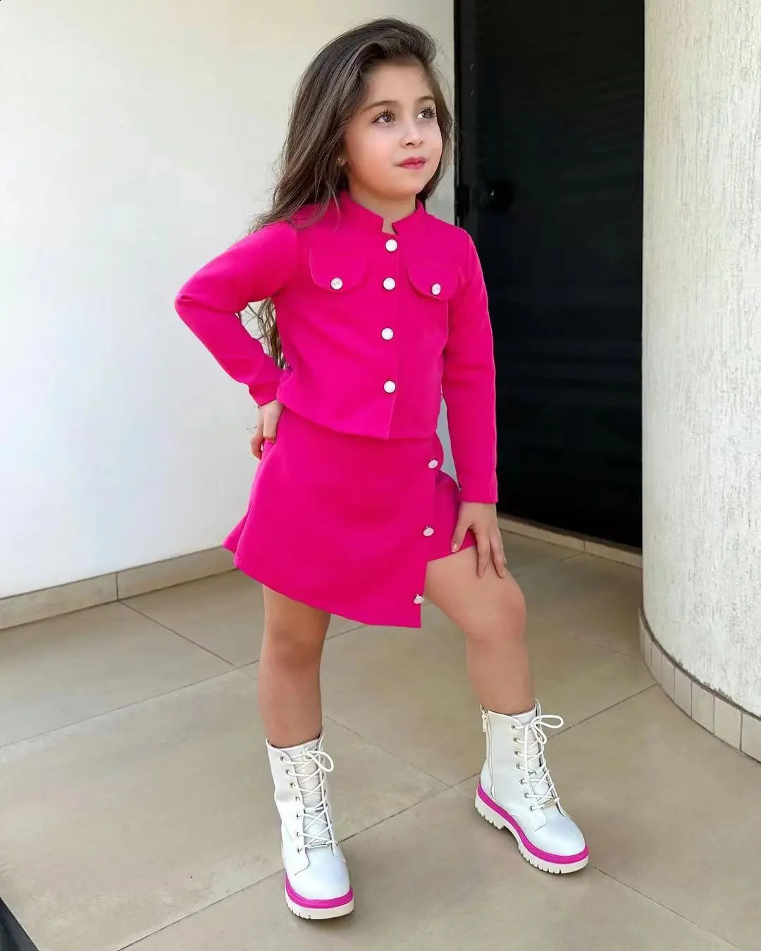 Winter Girls Suit Childrens Clothing Long-sleeved Coat And Short Skirt Two-piece Set Kids Dress For 3 4 5 6 7 8 Years 240729