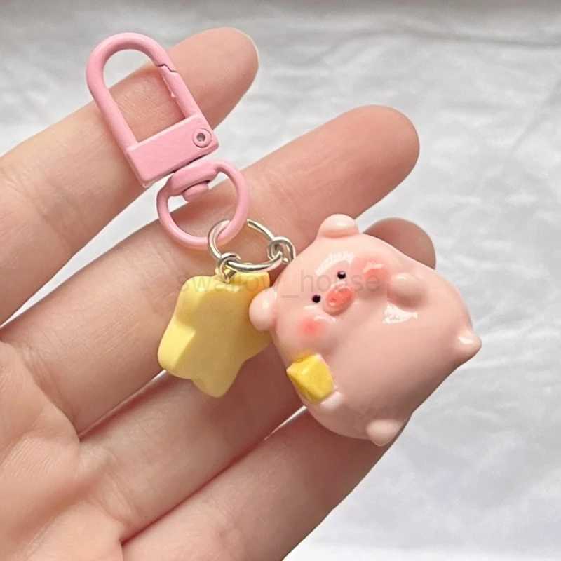 3D Pink Pig Keychain Pendant Cartoon Resin Charm Key Rings Hangings Keychain For Girl Boy DropshippingL240729