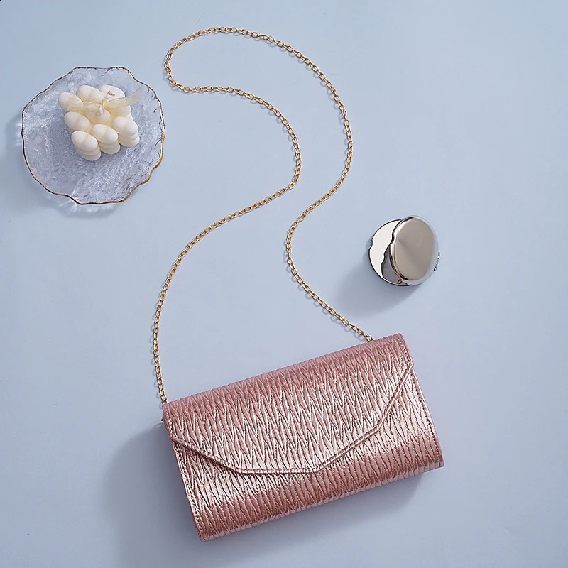 fashion PU material Strip Textured Clutch Purse women evening Party bag Bridal Handbag Evening Bag chain crossbady bag 240729
