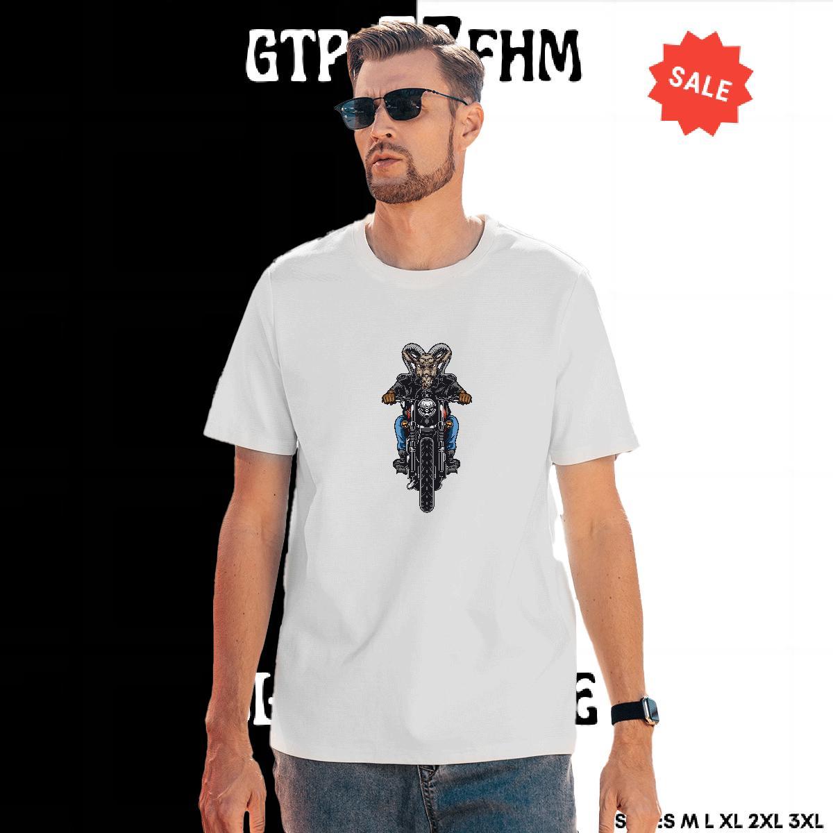 Cool Men Tshirts 230g Cotton Outdoor Motorcycle Cartoon Printing L-4XL Short Sleeve O-Neck 2024 Designer T-Shirts Tees