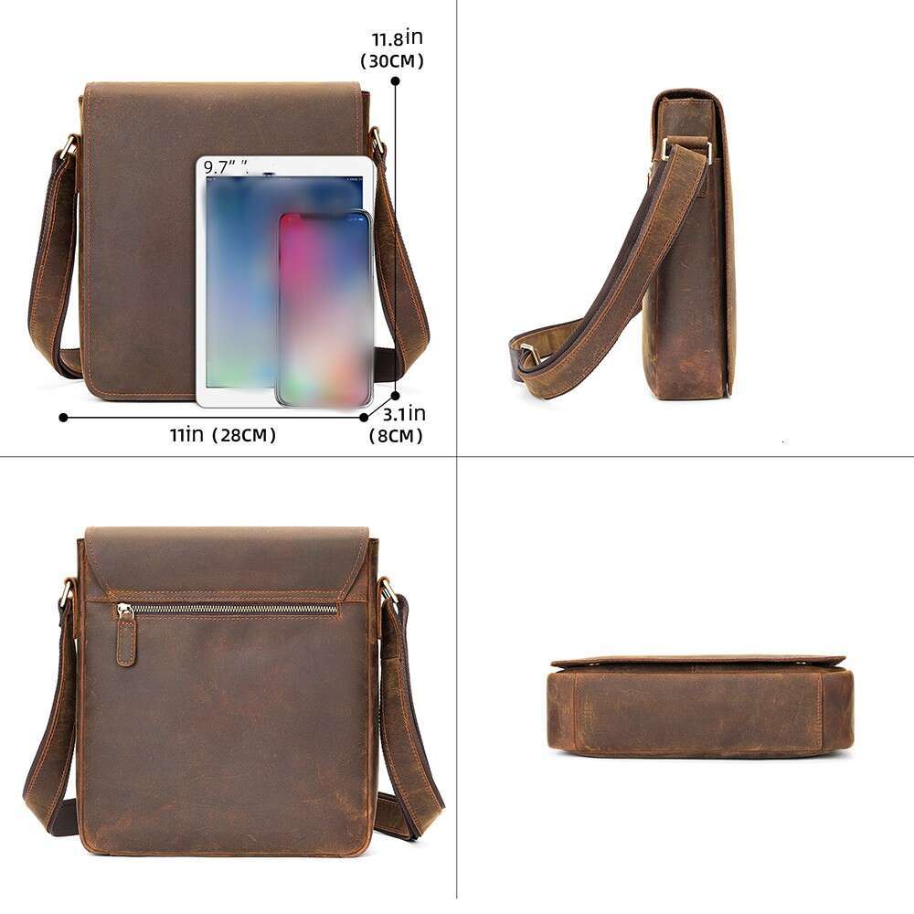WESTAL Men's Genuine Crossbody Casual Crazy Horse Leather Large Capacity Shoulder Bag