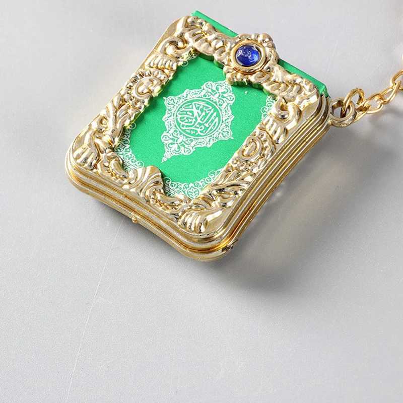 1Pcs Resin Islamic Mini Ark Quran Book Keychain Muslim Real Paper Can Read Pendant Key Ring Keychain Religious Jewelry porte clL240729
