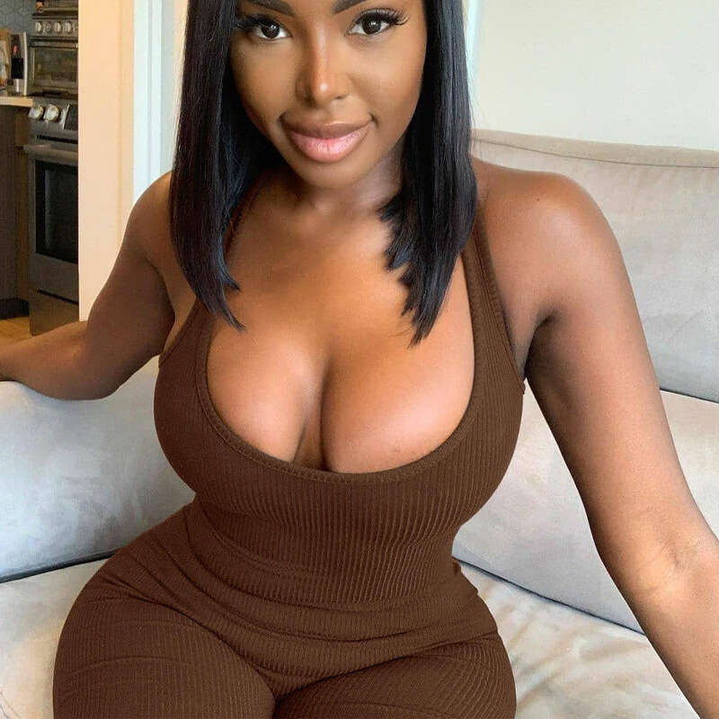 Fashionable Summer Womens Solid Color Neck Hanging Sexy Slim Fit Backless Jumpsuit Yoga Pants Waist Linen Woman Workout Clothe Workout Clothe Woman Lu