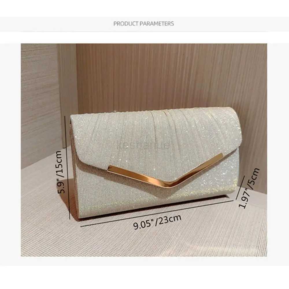 Gold Silver Evening Bag Women Elegant Fashion Banquet Clutch Chain Shoulder Bags Luxury Purse Female Wedding Party BagsXJ240729