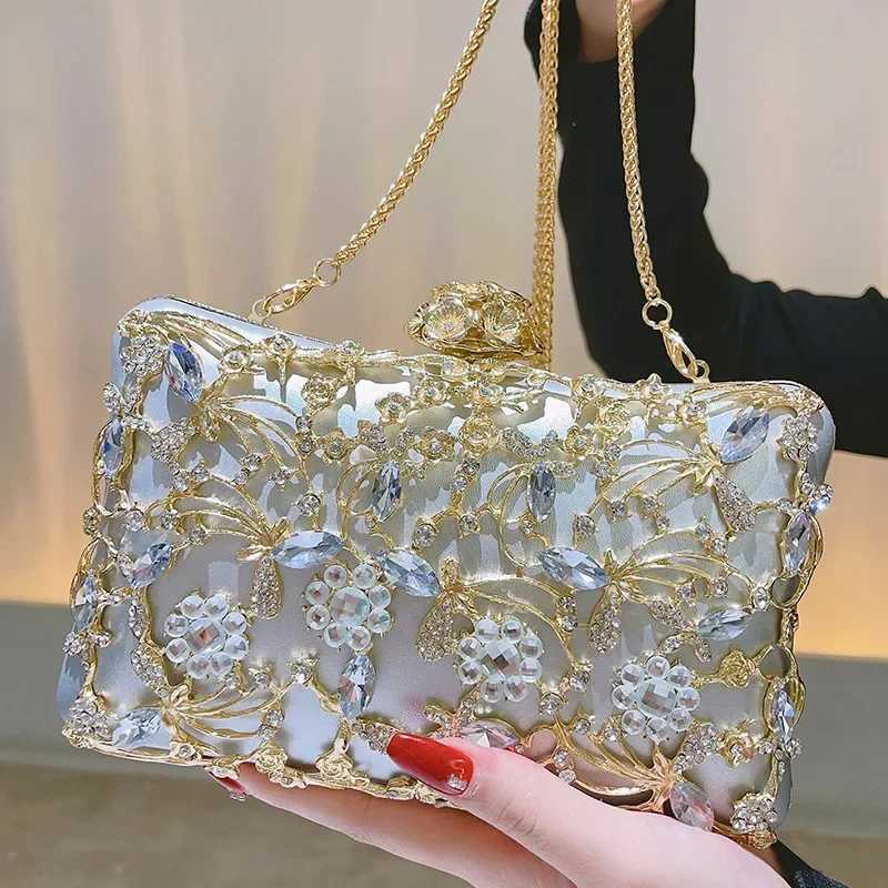 Hollow Rhinestone Evening Bag Elegant Box Clutch Purse Womens Handbags for Party Prom Wedding Female Clutch BagXJ240729